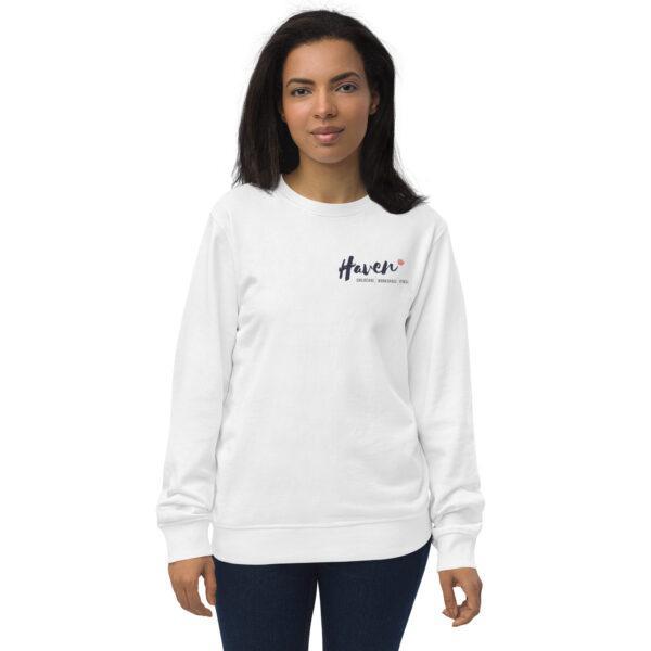 unisex organic sweatshirt white front 638cf709d4ad4